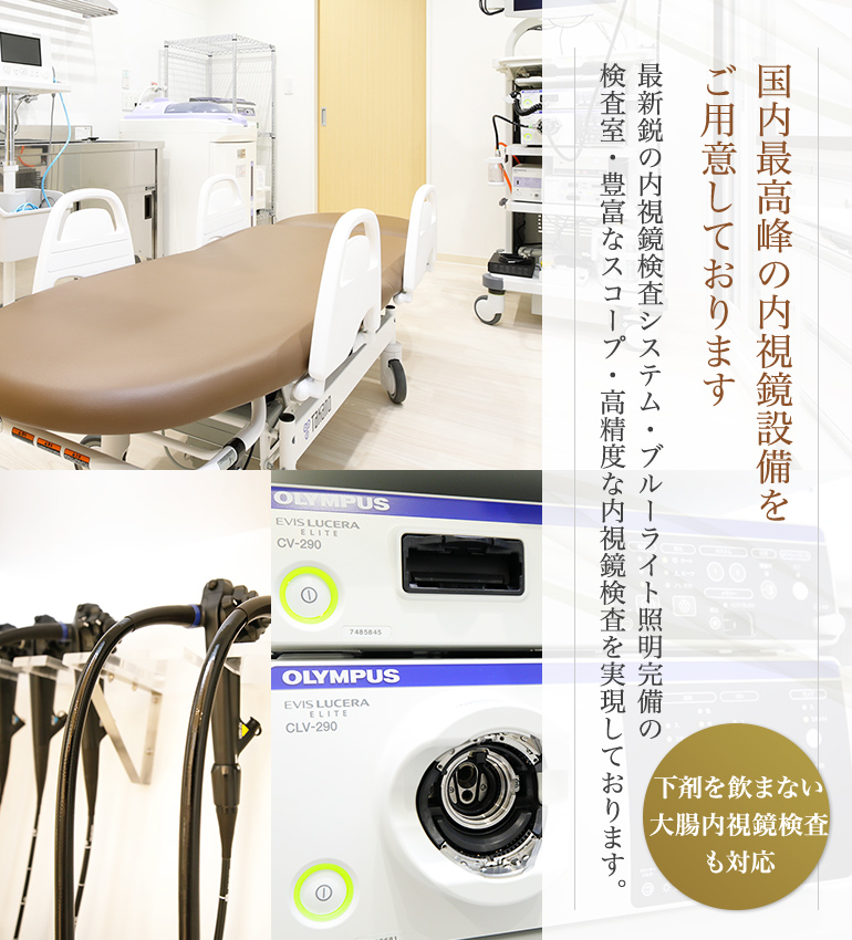 国内最高峰の内視鏡設備をご用意しております。
